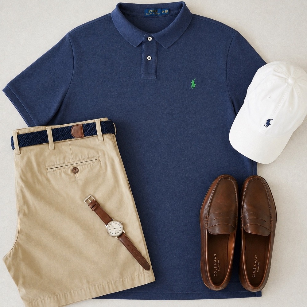 Polo‎ Ralph Lauren Men's XXL Navy Blue Heather with Lime Green Pony Polo Shirt